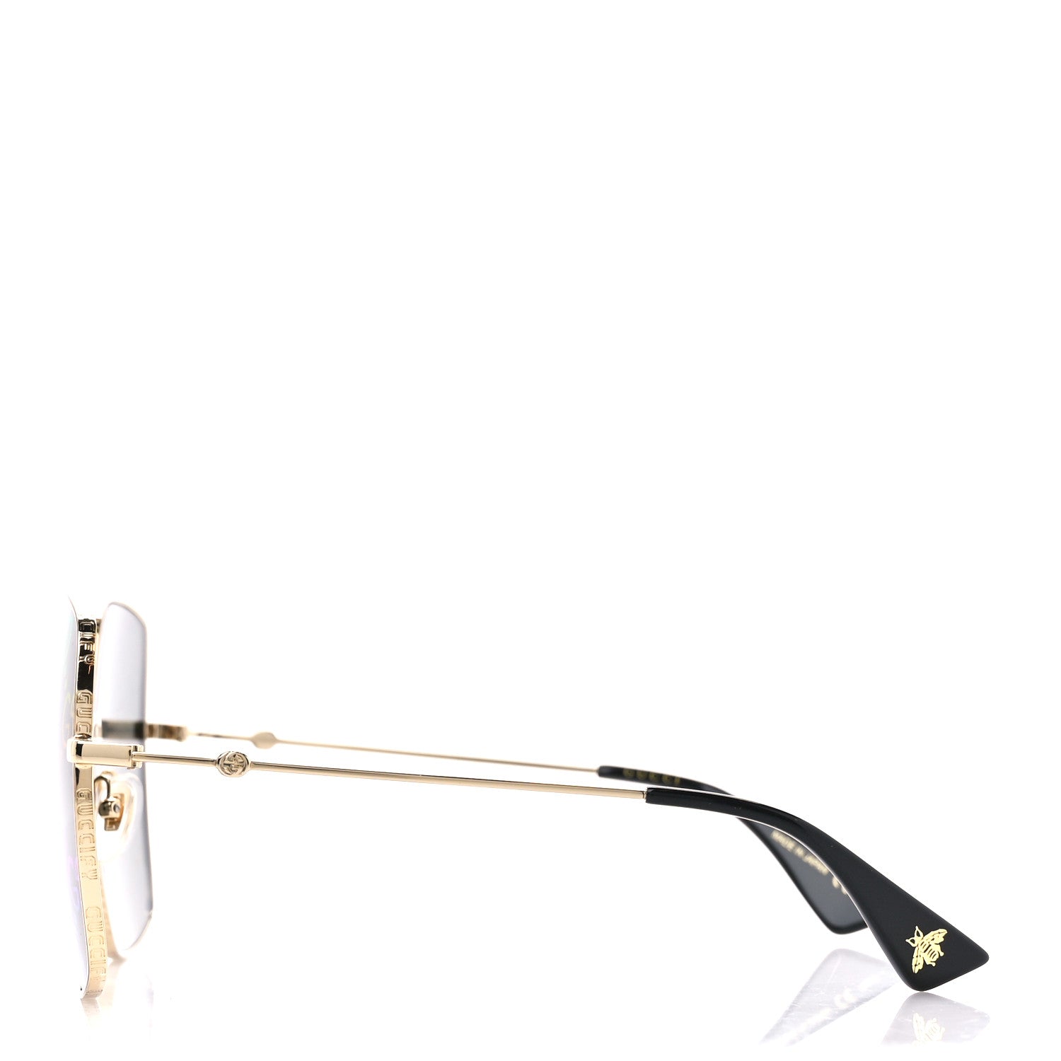 Gucci Metal Rectangular Frame Sunglasses GG0414S Gold Multicolor 3 of 7