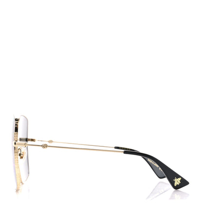 Gucci Metal Rectangular Frame Sunglasses GG0414S Gold Multicolor 3 of 7