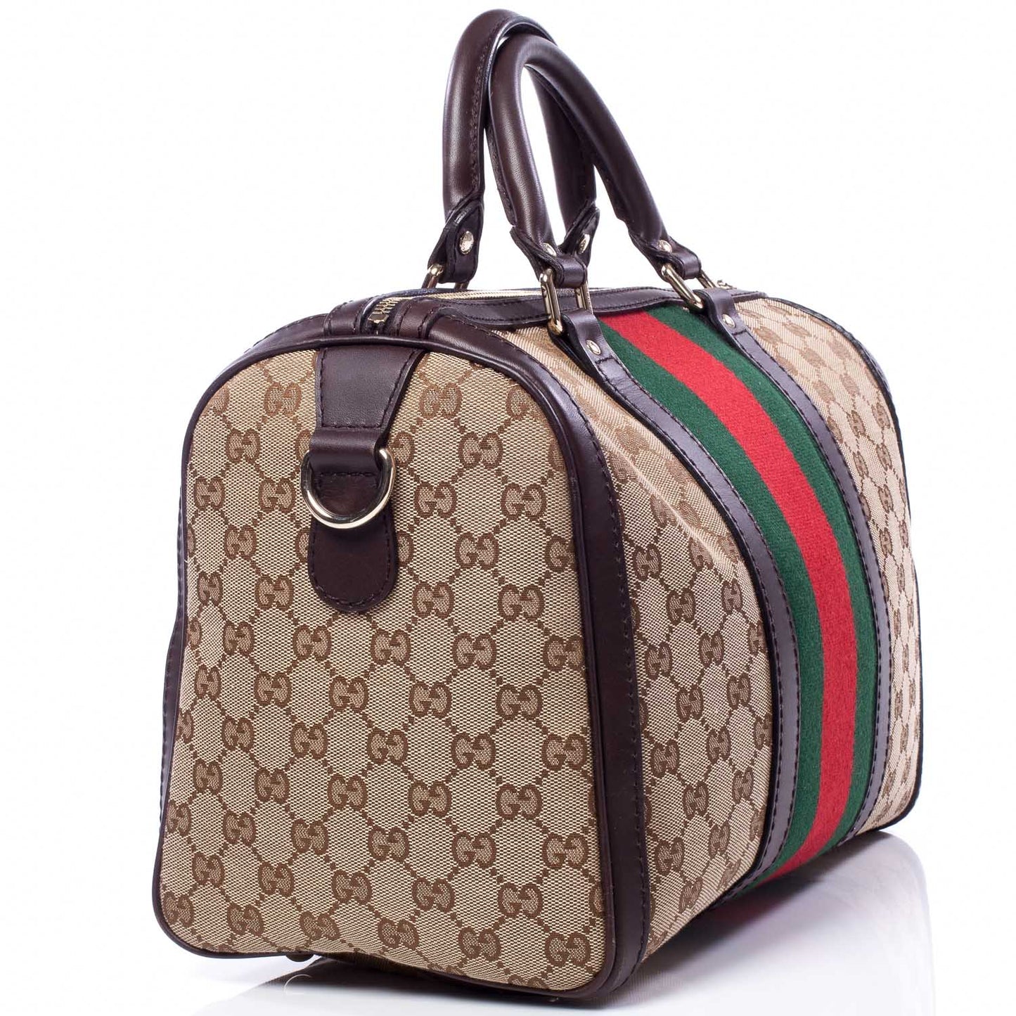 Monogram Selleria Calfskin Vintage Web Medium Boston Beige Ebony Cocoa