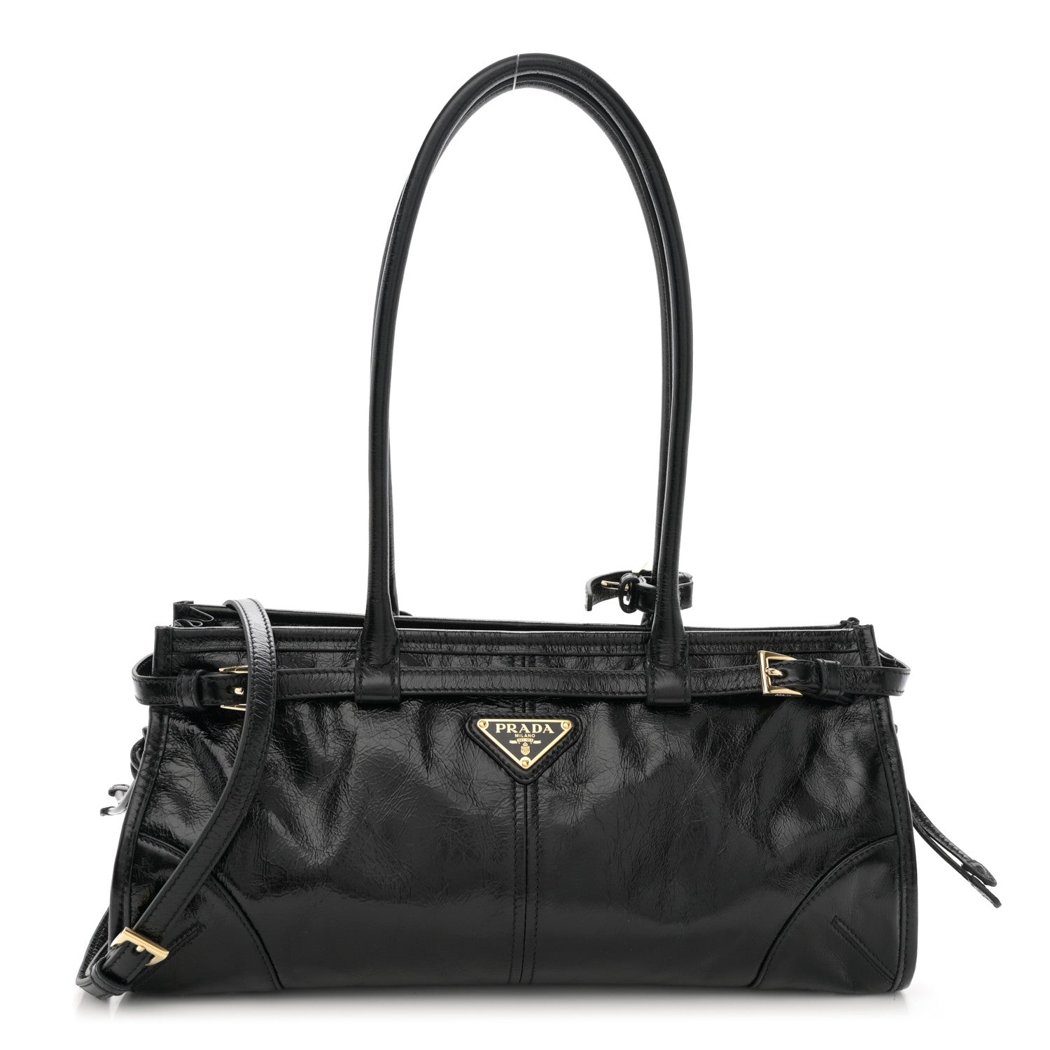 Prada Shiny Nappa Medium Shoulder Bag Black 1 of 10