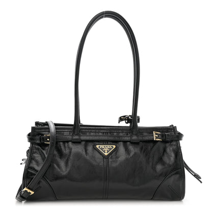 Prada Shiny Nappa Medium Shoulder Bag Black 1 of 10