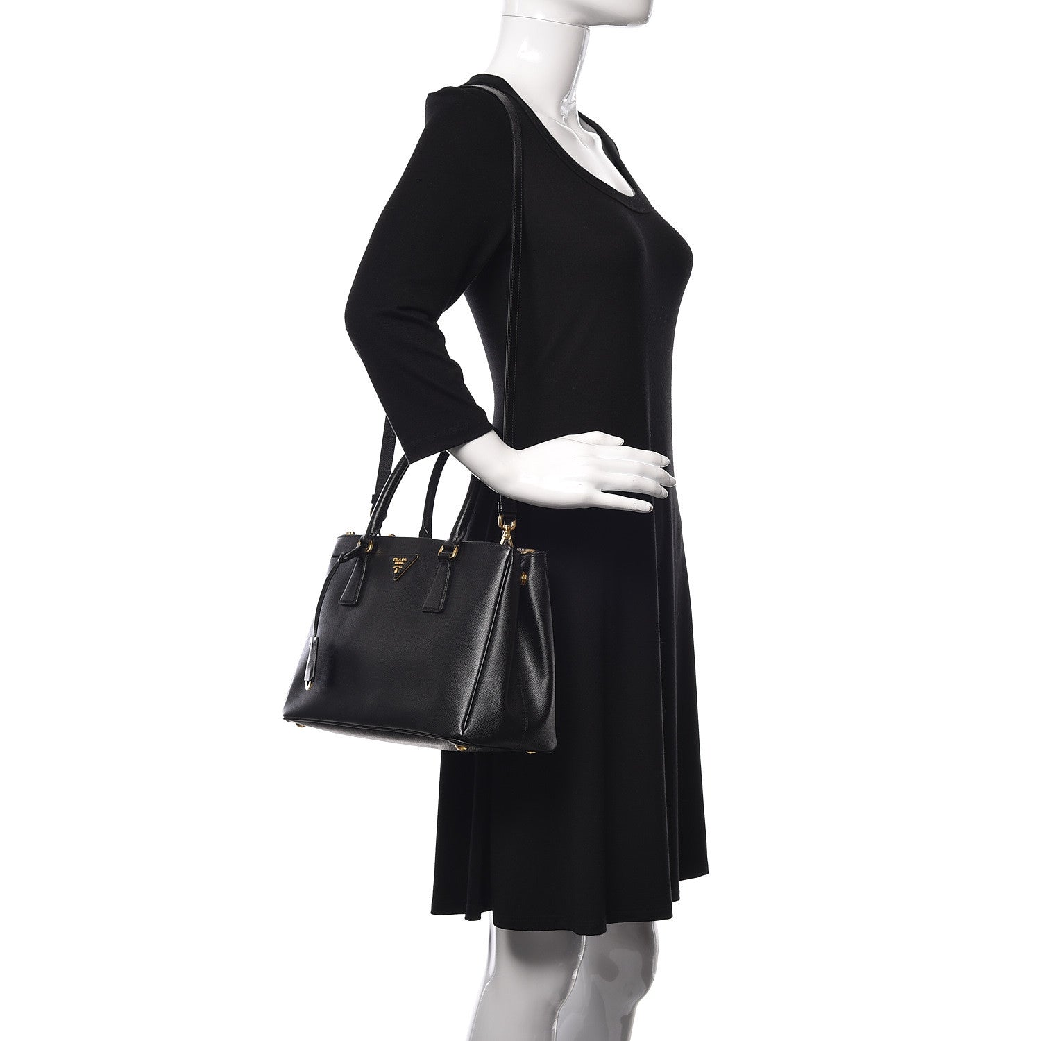 Prada Saffiano Small Galleria Double Zip Tote Black 2 of 9