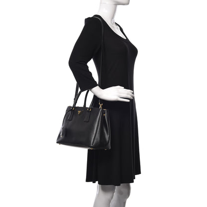 Prada Saffiano Small Galleria Double Zip Tote Black 2 of 9