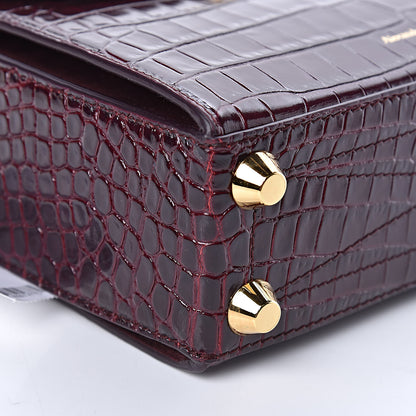 Alexander McQueen Calfskin Crocodile Embossed Box Shoulder Bag 21 Velvet Red 5 of 9