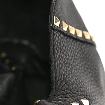 Valentino Garavani Pebbled Calfskin Rockstud Flip-Lock Messenger Bag Black 10 of 11