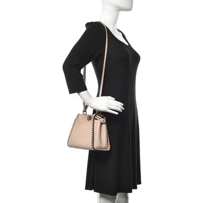 Fendi Vitello Seta Shiny Nappa Scalloped Studded Mini Peekaboo Iconic Satchel Soap 2 of 10