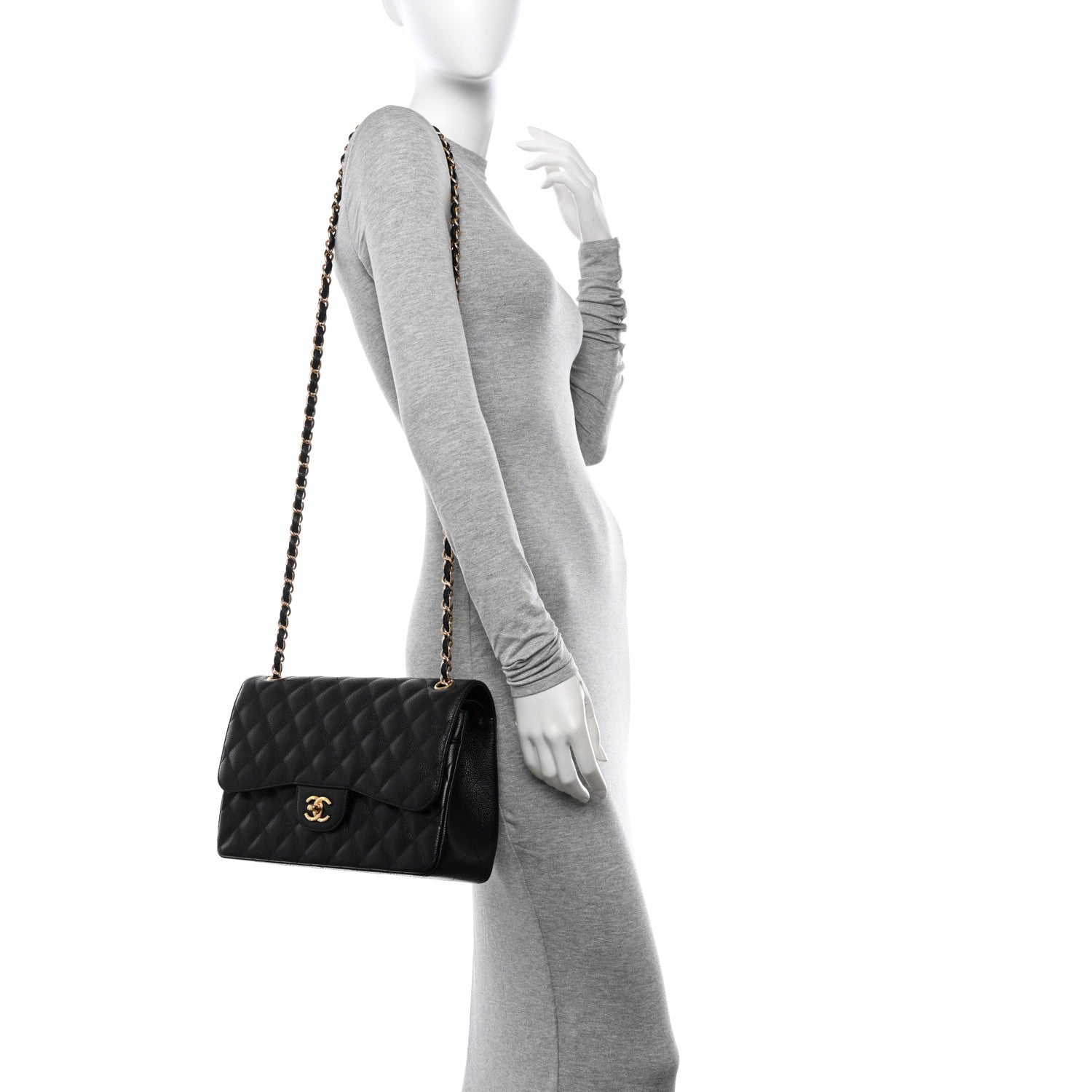 Chanel Caviar Quilted Jumbo Double Flap Black 2 of 10