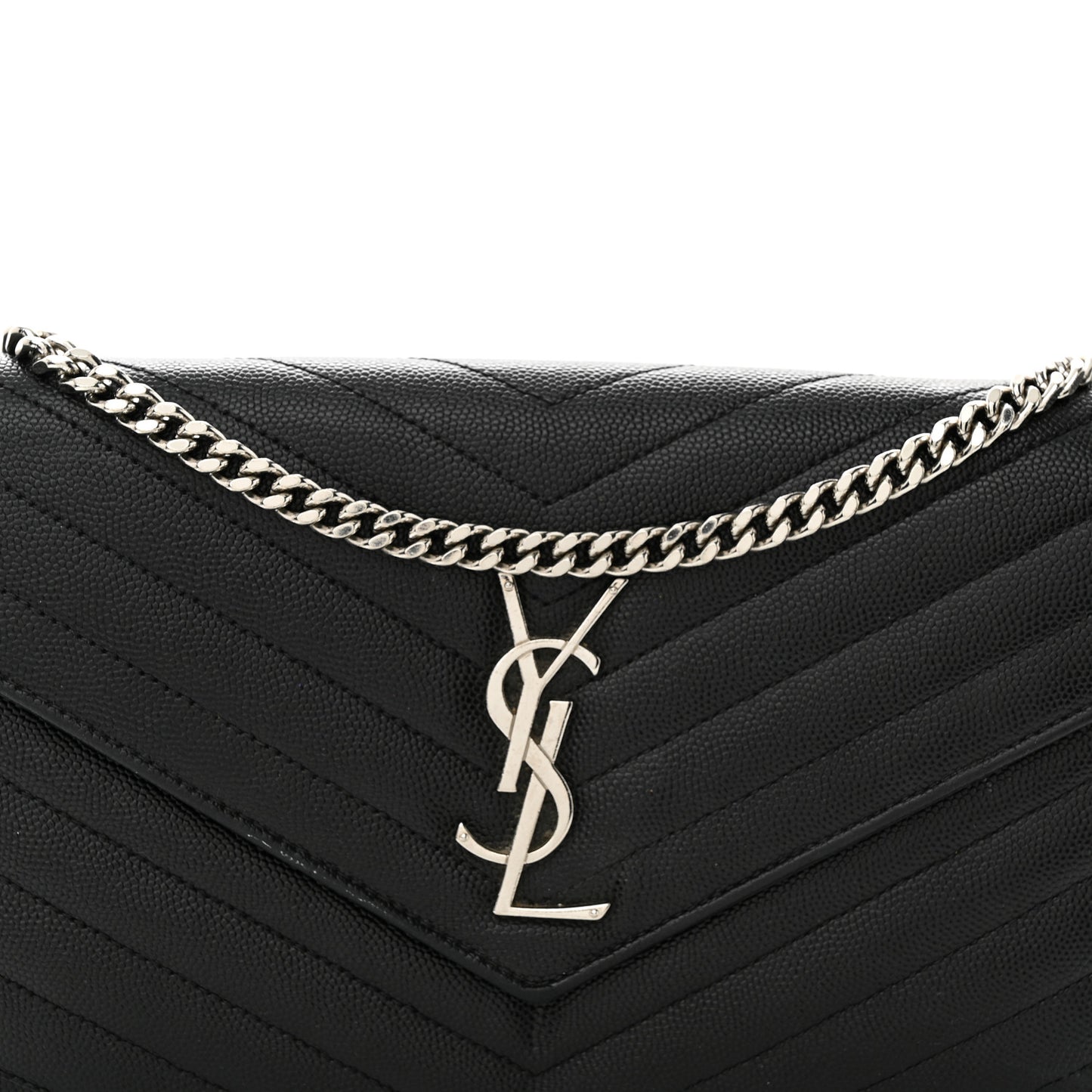 Grain De Poudre Matelasse Chevron Monogram Chain Wallet Black