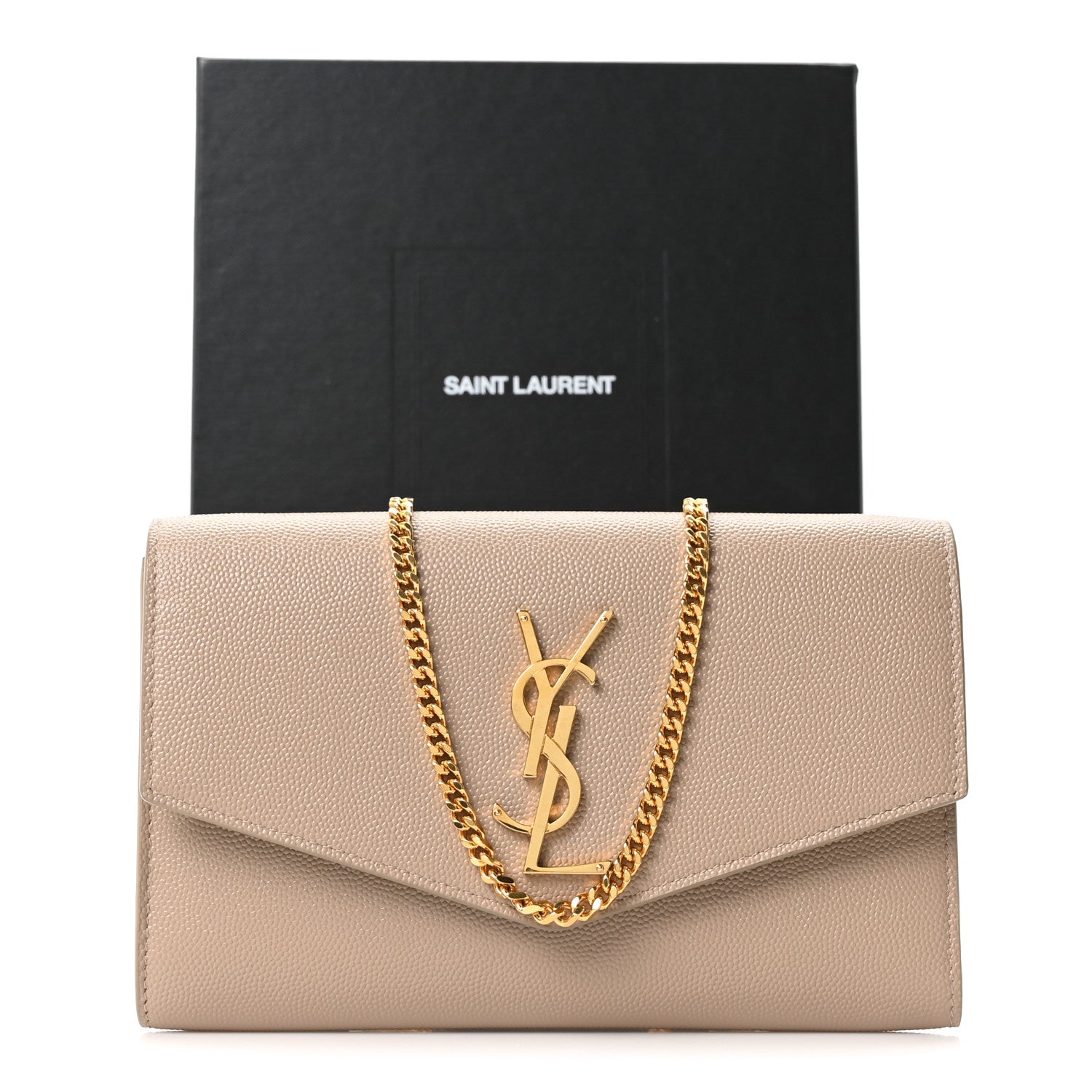 Saint Laurent Grain De Poudre Monogram Uptown Chain Wallet Dark Beige 11 of 11