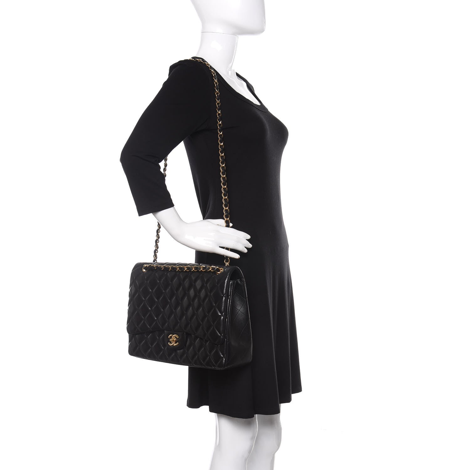 Chanel Lambskin Quilted Maxi Single Flap Black 2 of 14
