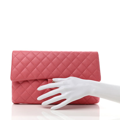 Chanel Caviar Quilted Flap Clutch Pink 2 of 8