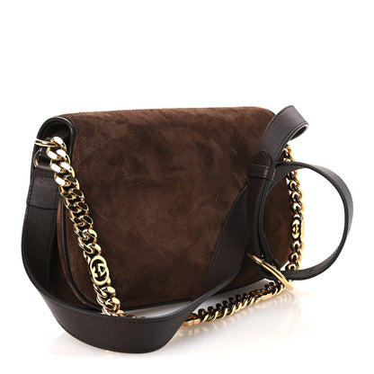Gucci Suede Talco Roxy Calfskin Blondie Chain Shoulder Flap Bag Burnt Satin 3 of 11