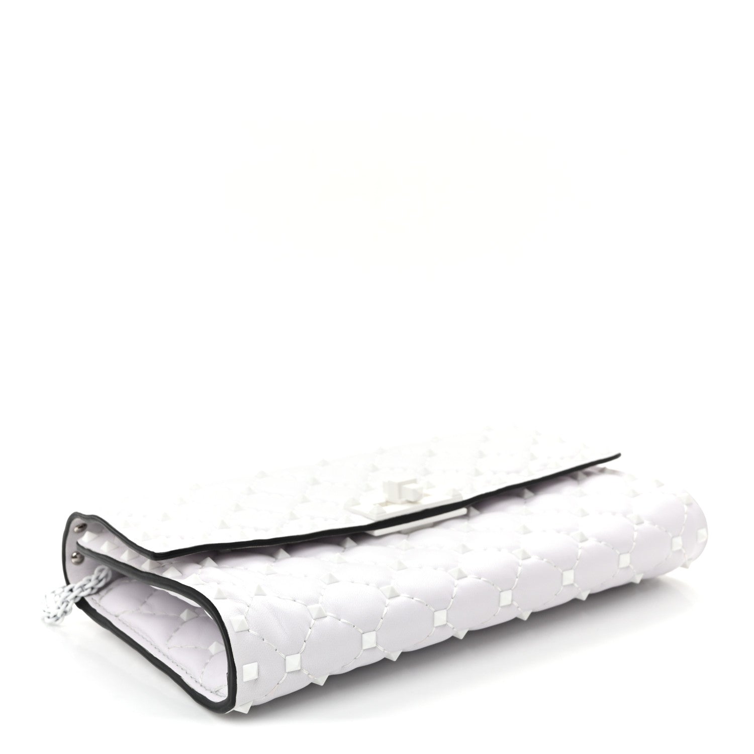 Valentino Garavani Lambskin Free Rockstud Spike Wallet on Chain Optic White 4 of 10