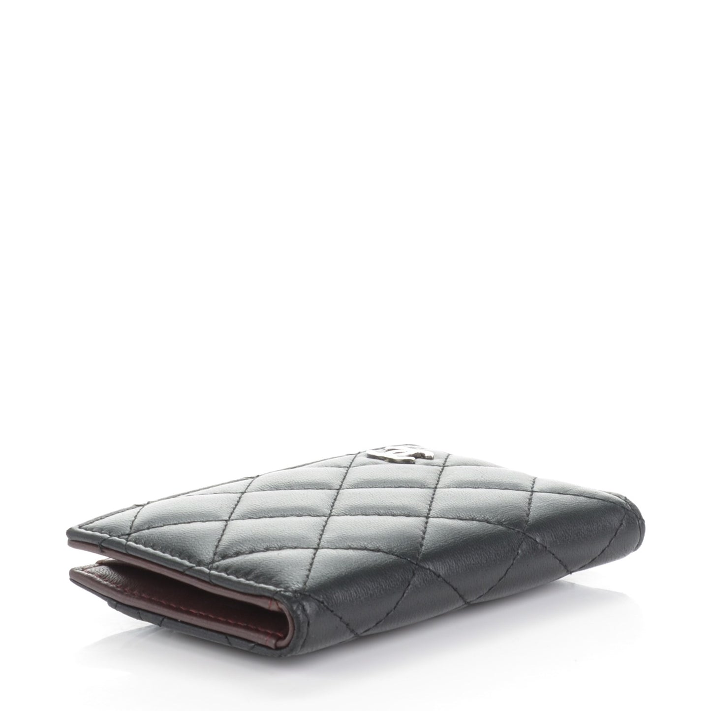 Lambskin Quilted CC Card Holder Wallet Black