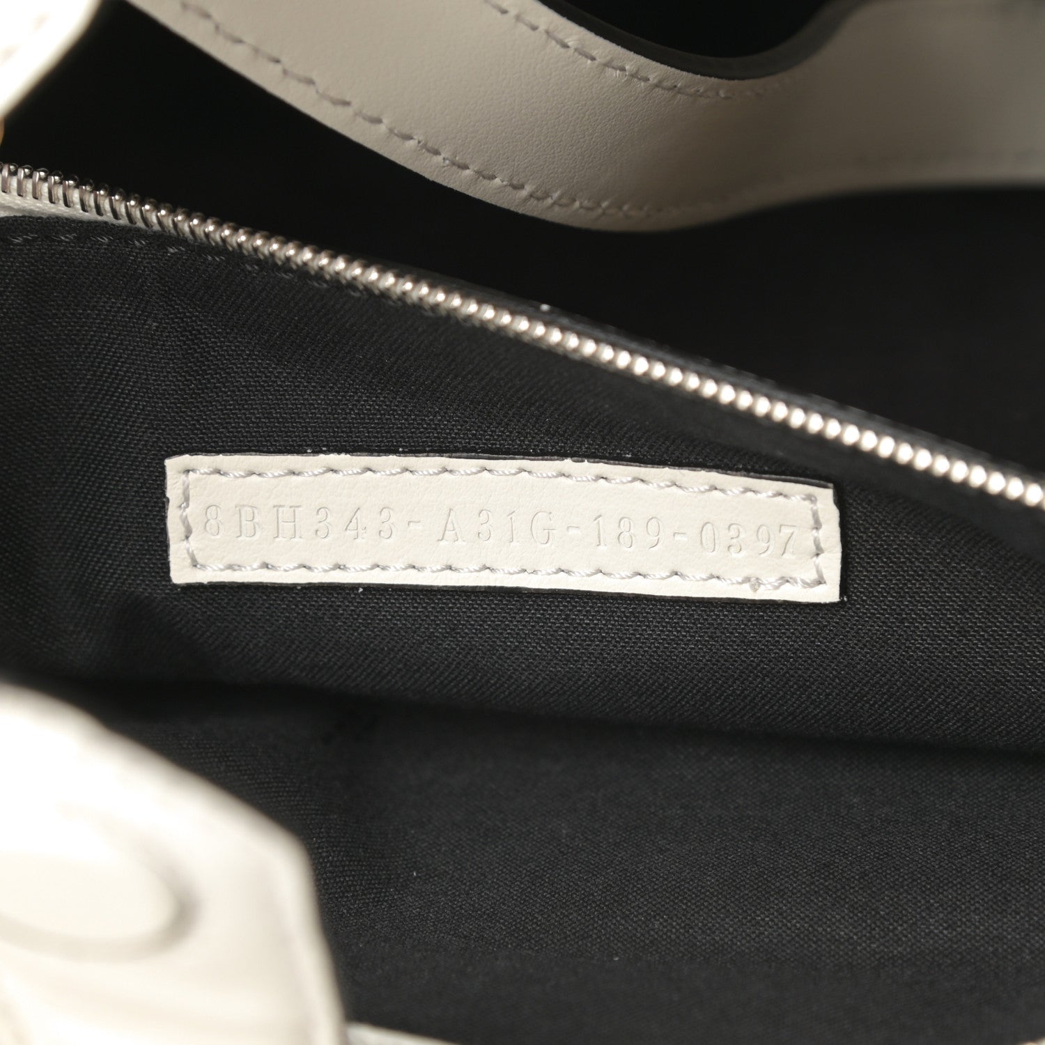 Fendi Vitello Century Velvet F is Fendi FF Embroidered Regular Runaway Satchel White Black 7 of 11