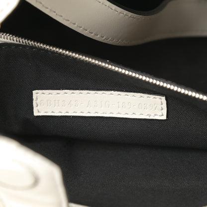Fendi Vitello Century Velvet F is Fendi FF Embroidered Regular Runaway Satchel White Black 7 of 11
