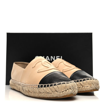 Chanel Lambskin CC Espadrilles 38 Beige Black 11 of 11