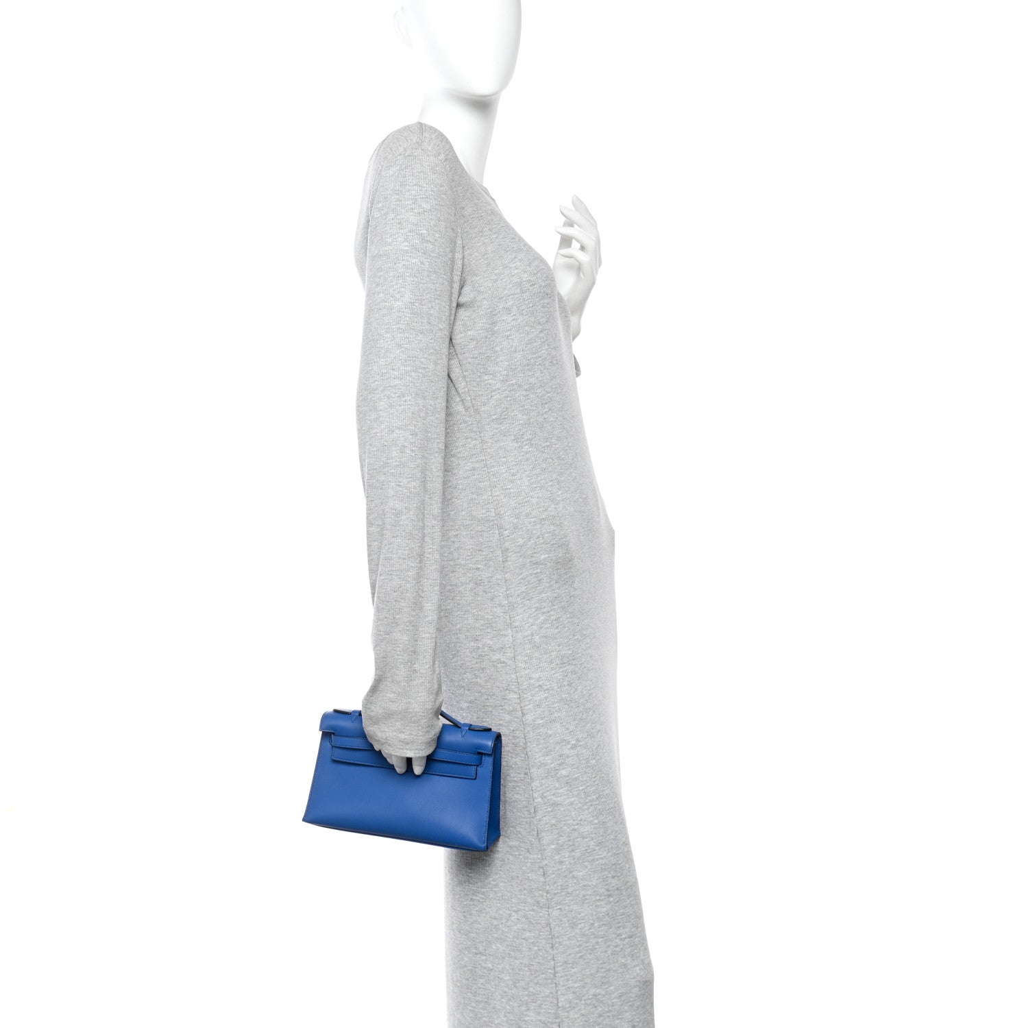 Hermes Swift Kelly Pochette Clutch Bleu France 2 of 11
