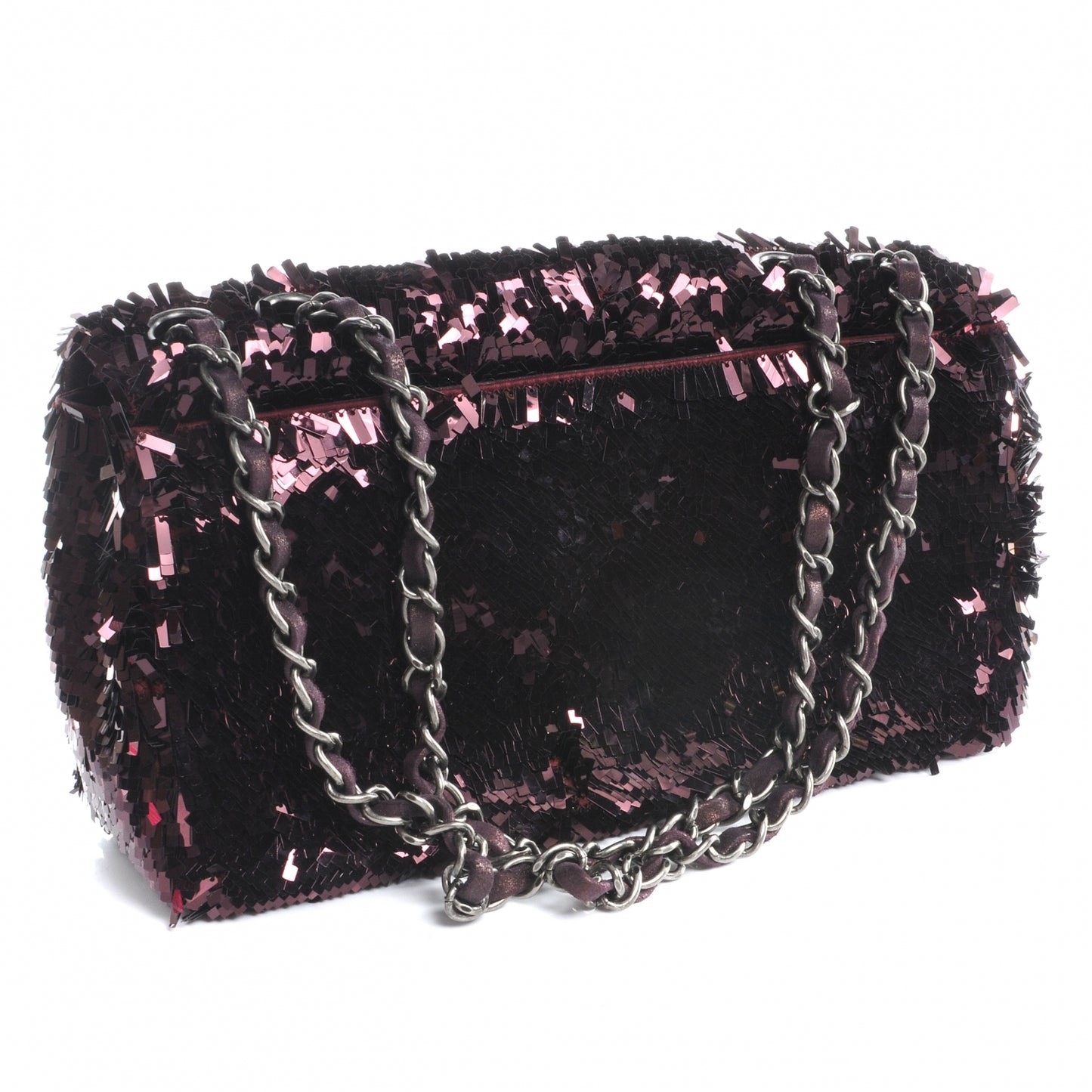 Sequin Embroidered Medium Flap Bordeaux