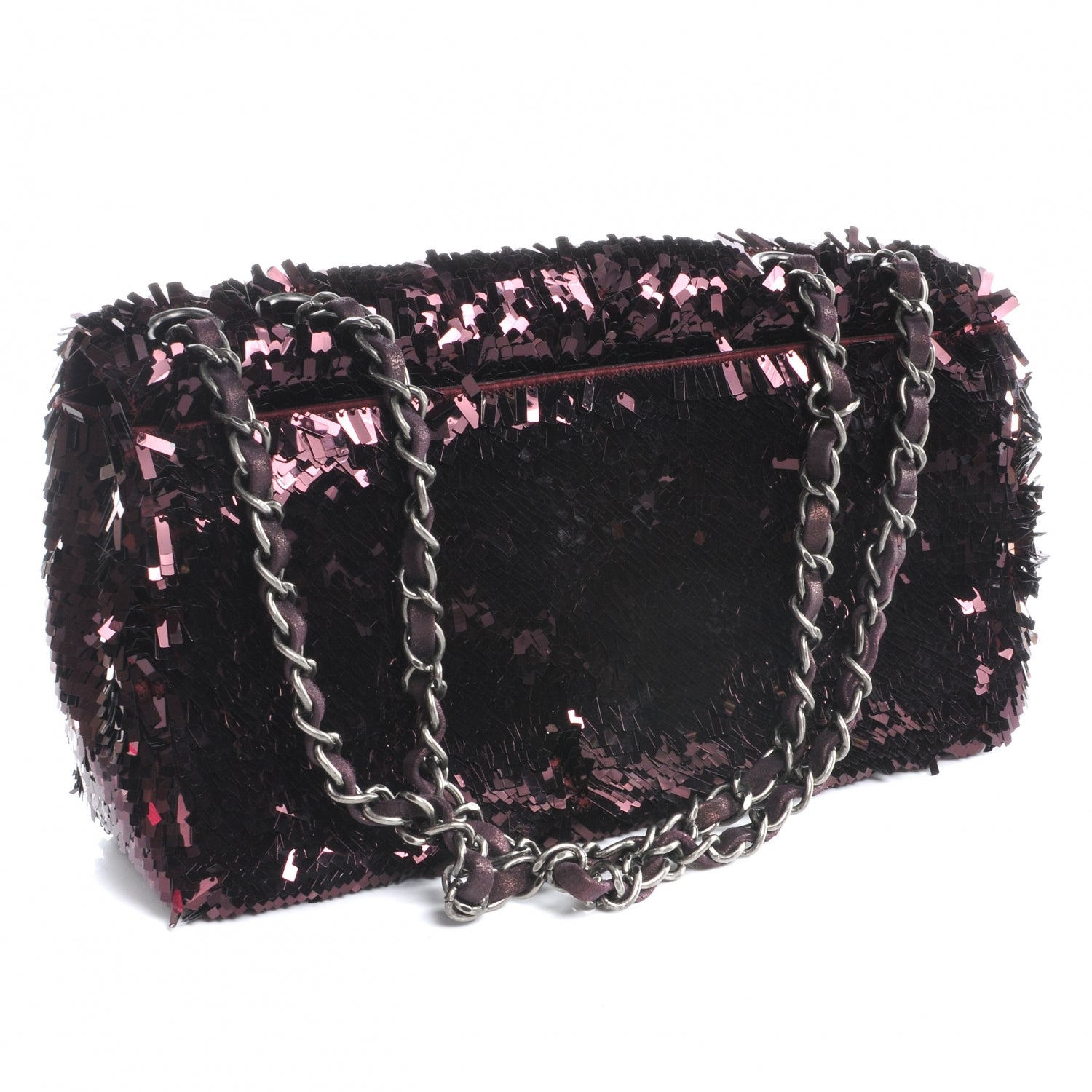 Chanel Sequin Embroidered Medium Flap Bordeaux 3 of 9