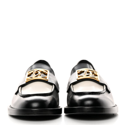 Chanel Shiny Calfskin CC Loafers 36 Black White 2 of 12