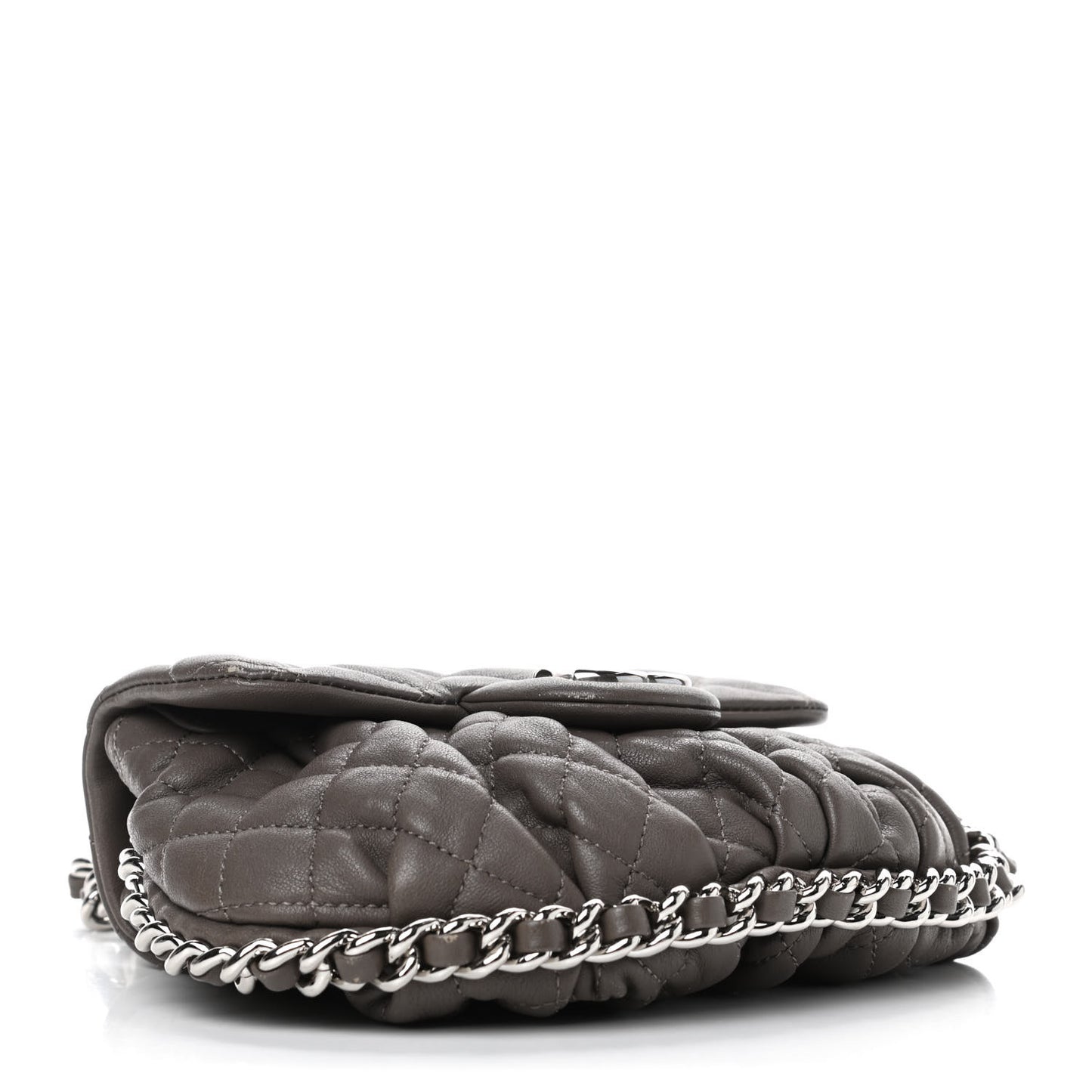 Washed Lambskin Quilted Mini Chain Around Flap Taupe