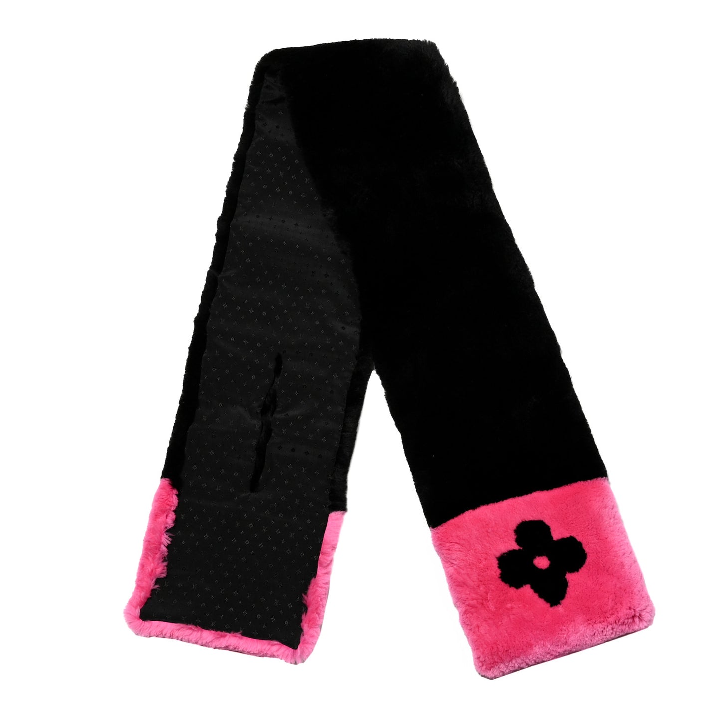 Beaver Fur Muffler Black Pink