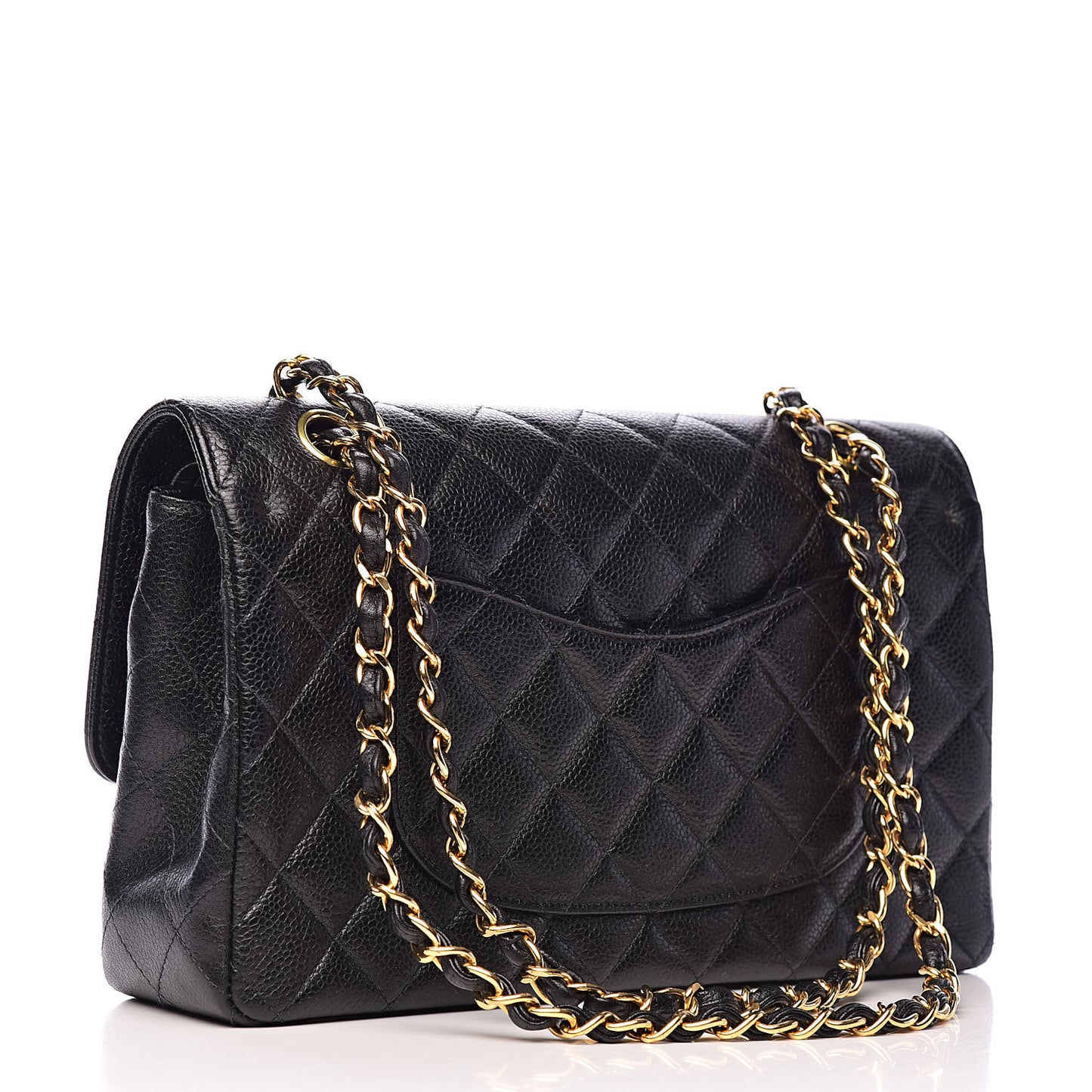 Caviar Quilted Medium Double Flap Black