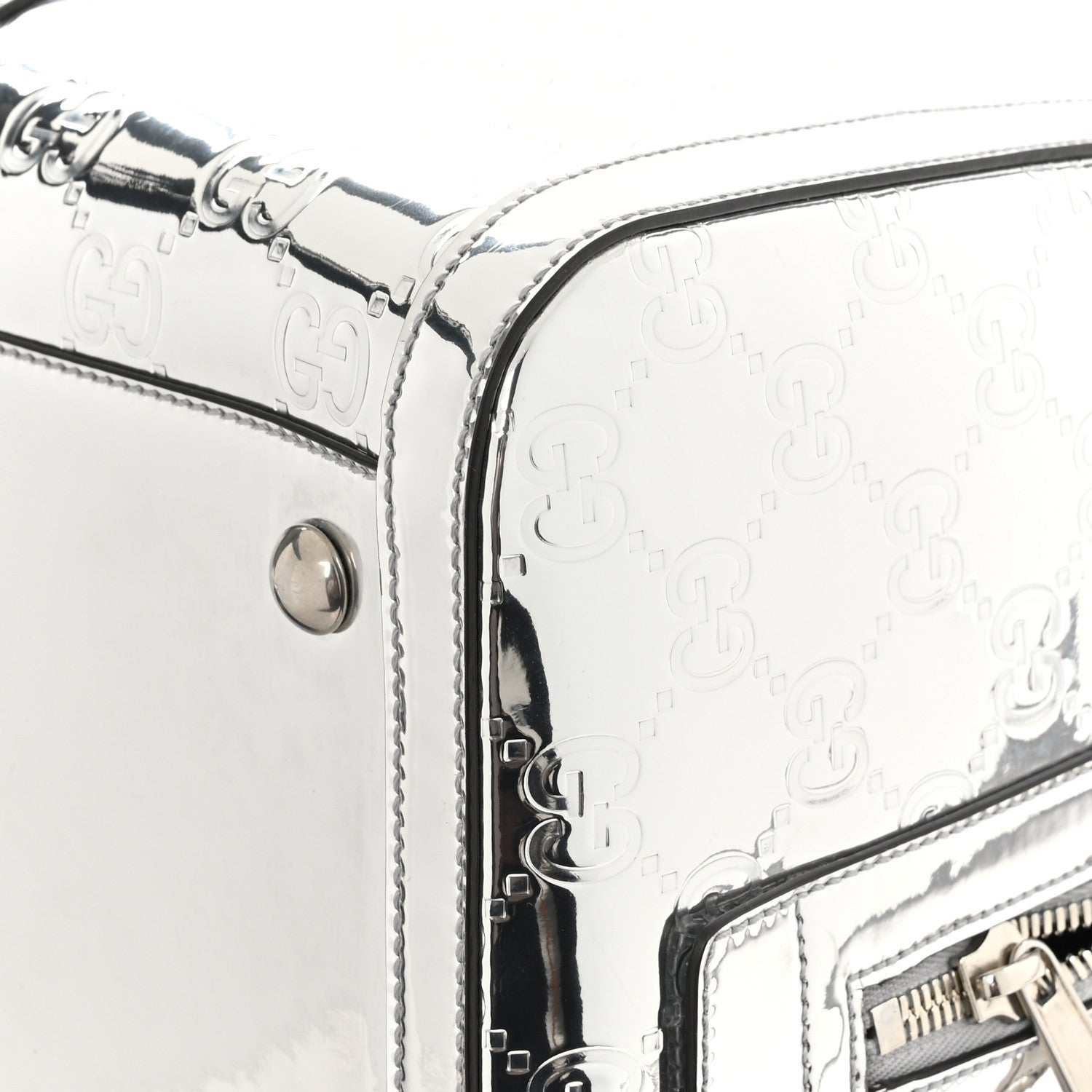 Gucci Guccissima Medium Mirror Effect Duffle Silver 1577780