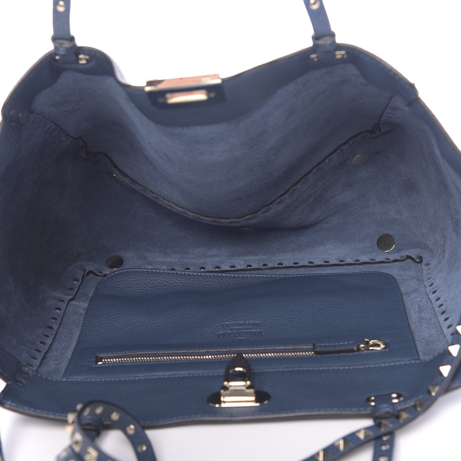 Valentino Garavani Pebbled Calfskin Medium Rockstud Tote Peacock 5 of 9