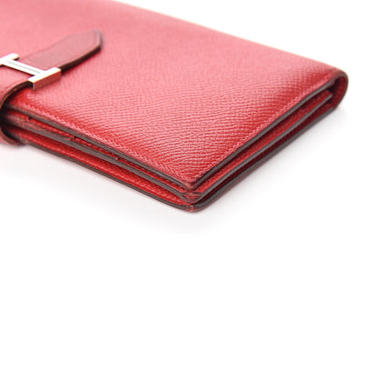 Hermes Epsom Bearn Gusset Wallet Rouge Casaque 12 of 13