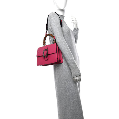 Gucci Dollar Calfskin Crystal Web Medium Dionysus Bamboo Top Handle Bag Box Pink Black Diamond 2 of 17
