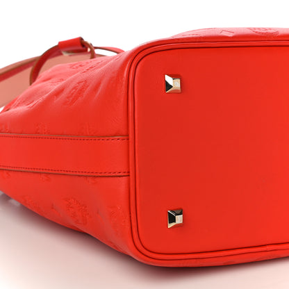 MCM Calfskin Ottomar Monogram Essential Bucket Hot Coral 8 of 9