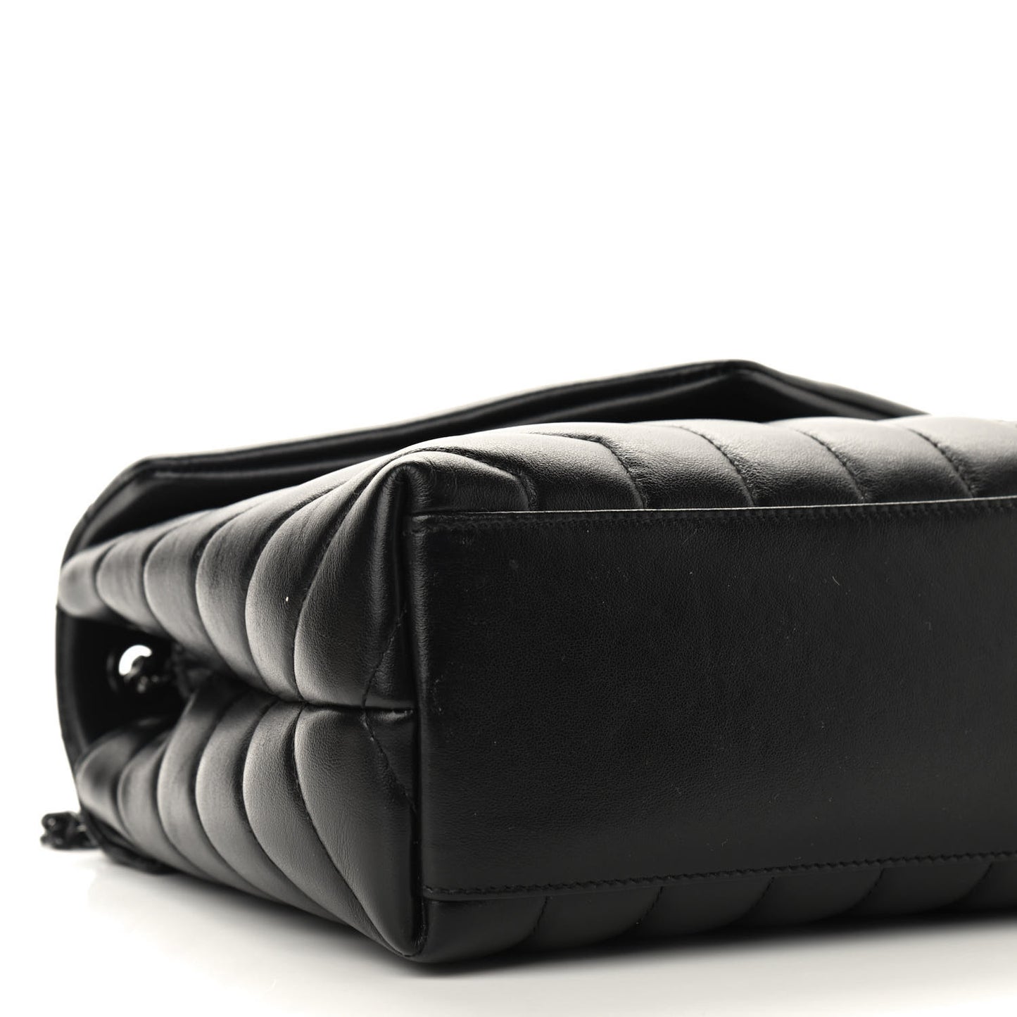 Calfskin Y Quilted Monogram Small Loulou Chain Satchel Black