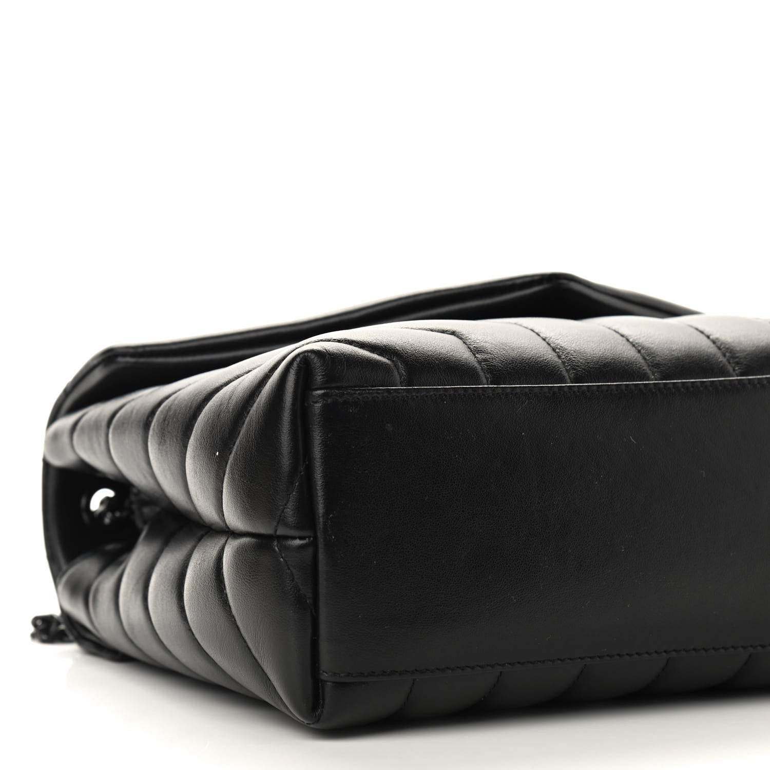 Saint Laurent Calfskin Y Quilted Monogram Small Loulou Chain Satchel Black 8 of 9