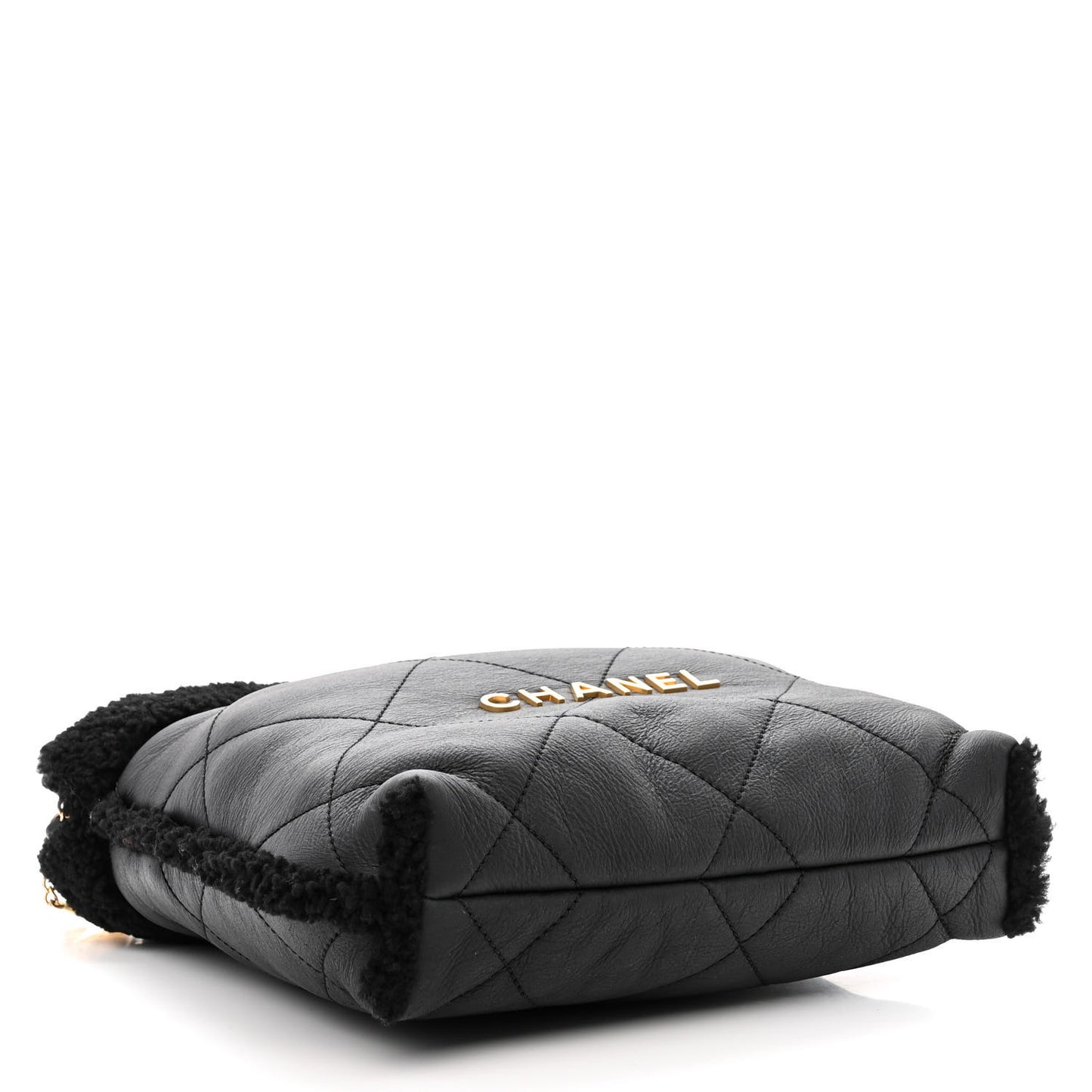 Aged Lambskin Shearling Quilted Small Chanel 22 Black
