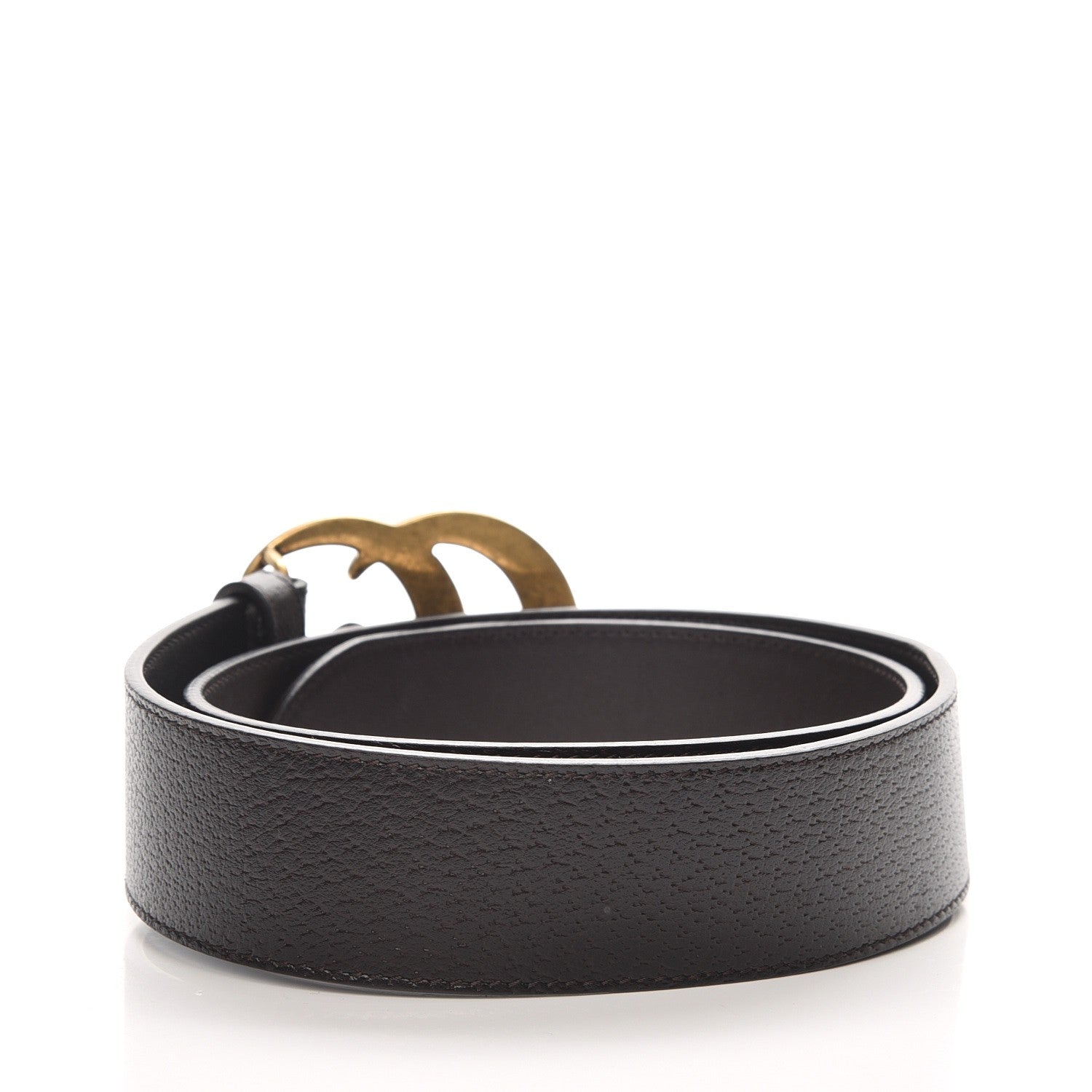 Gucci Textured Dollar Calfskin Double G 40mm Belt 75 30 Dark Cocoa 3 of 6
