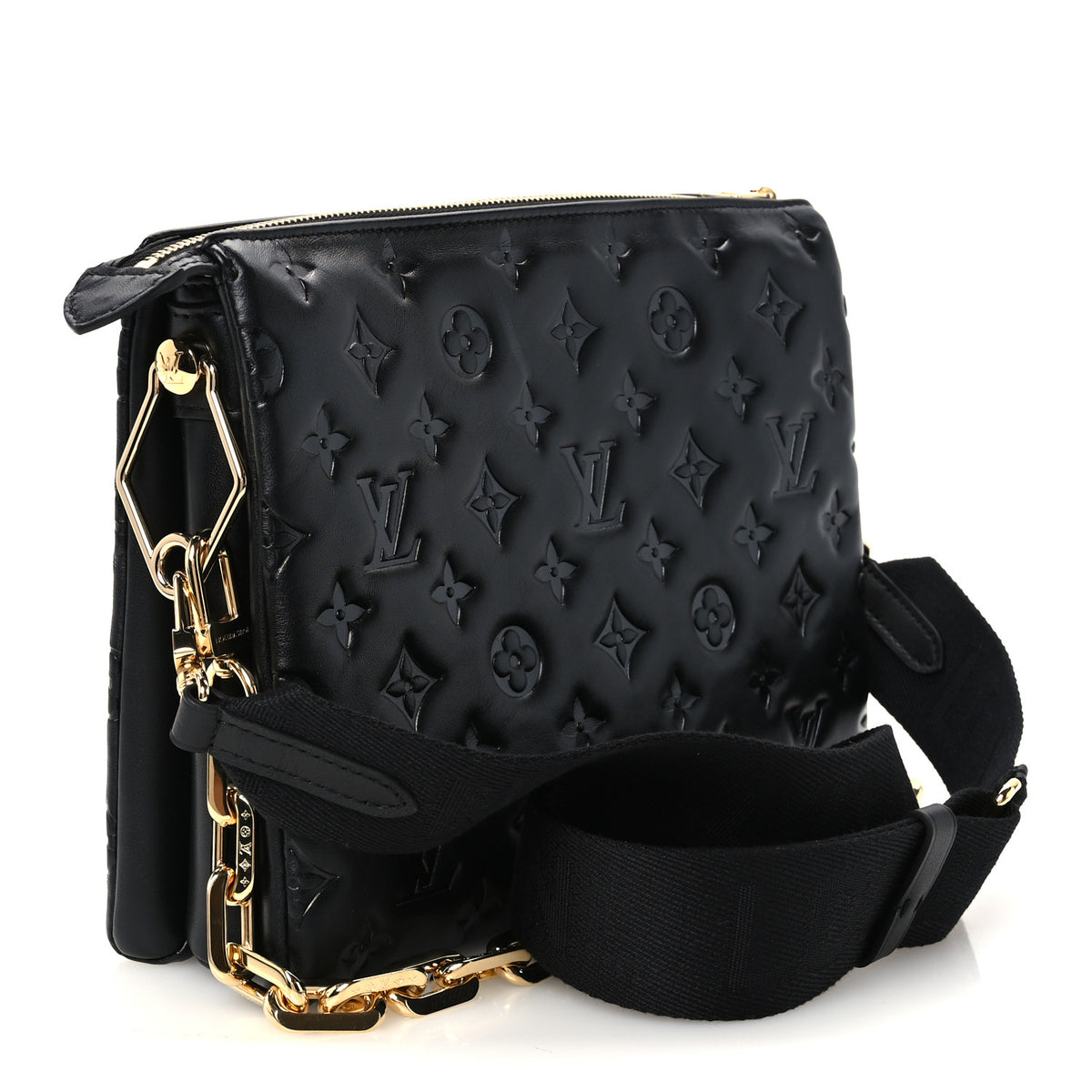 Lambskin Embossed Monogram Coussin PM Black