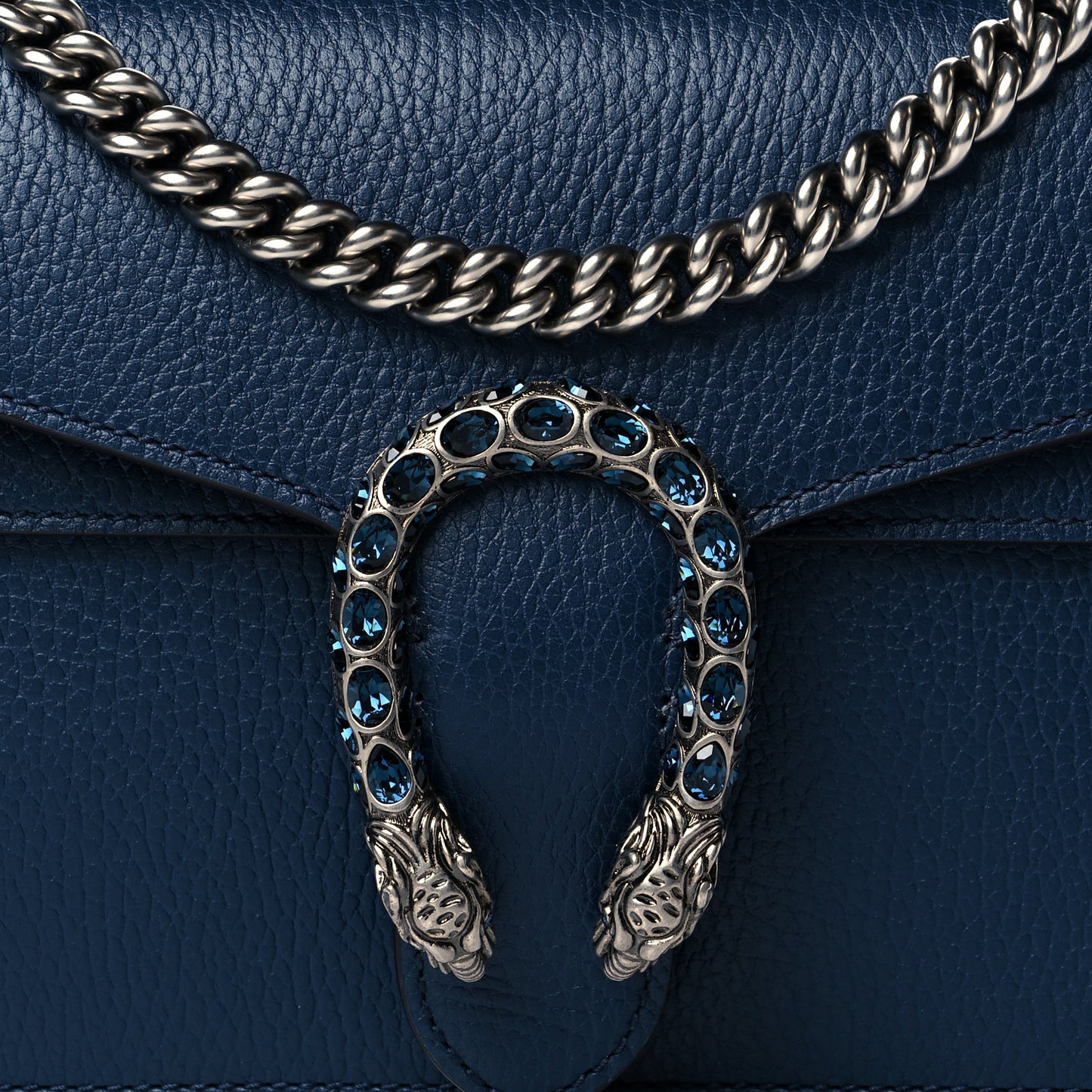 Dollar Calfskin Crystal Small Dionysus Shoulder Bag Blue Agata Montana Sapphire