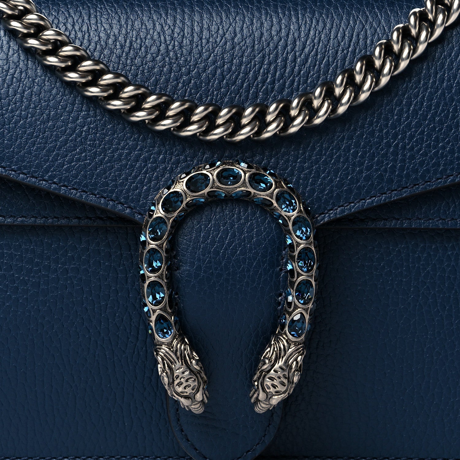 Gucci Dollar Calfskin Crystal Small Dionysus Shoulder Bag Blue Agata Montana Sapphire 9 of 11
