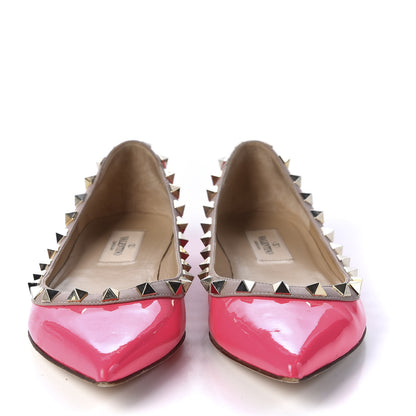 Valentino Garavani Patent Calfskin Rockstud Ballerina Flats 35.5 Fuxia Fluo Poudre 3 of 9