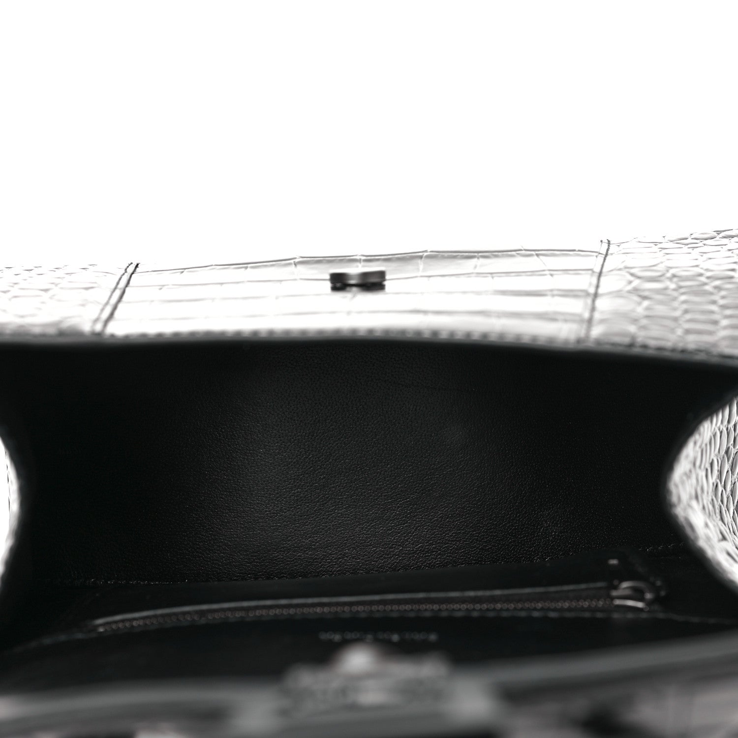 Balenciaga Shiny Calfskin Monochrome Crocodile Embossed Small Hourglass Top Handle Bag Black 5 of 8