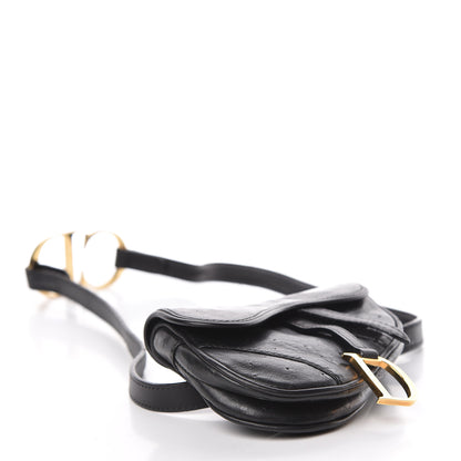 Christian Dior Ostrich Saddle Belt Bag Black 4 of 13