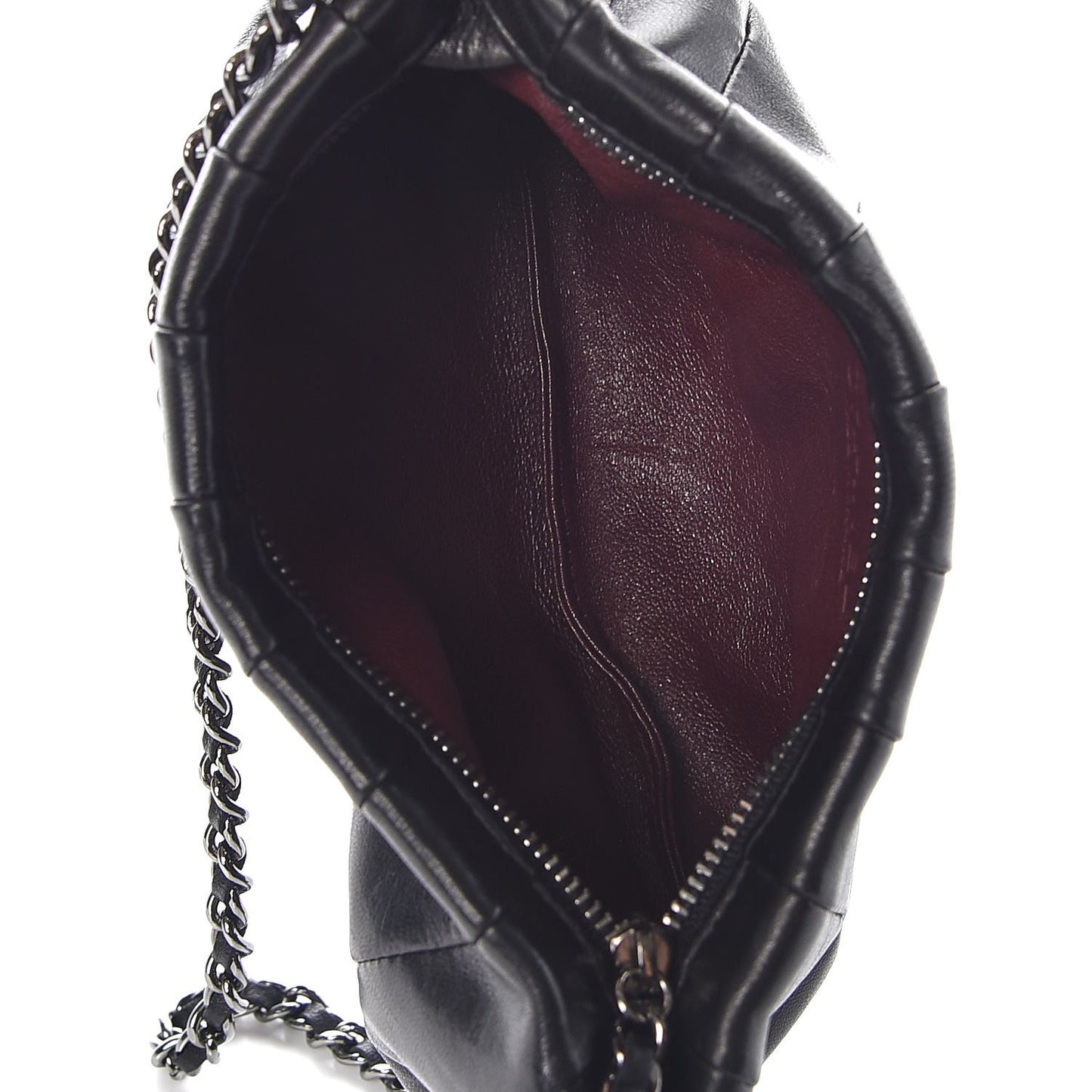 Lambskin Pleated Tassel Shoulder Bag Black