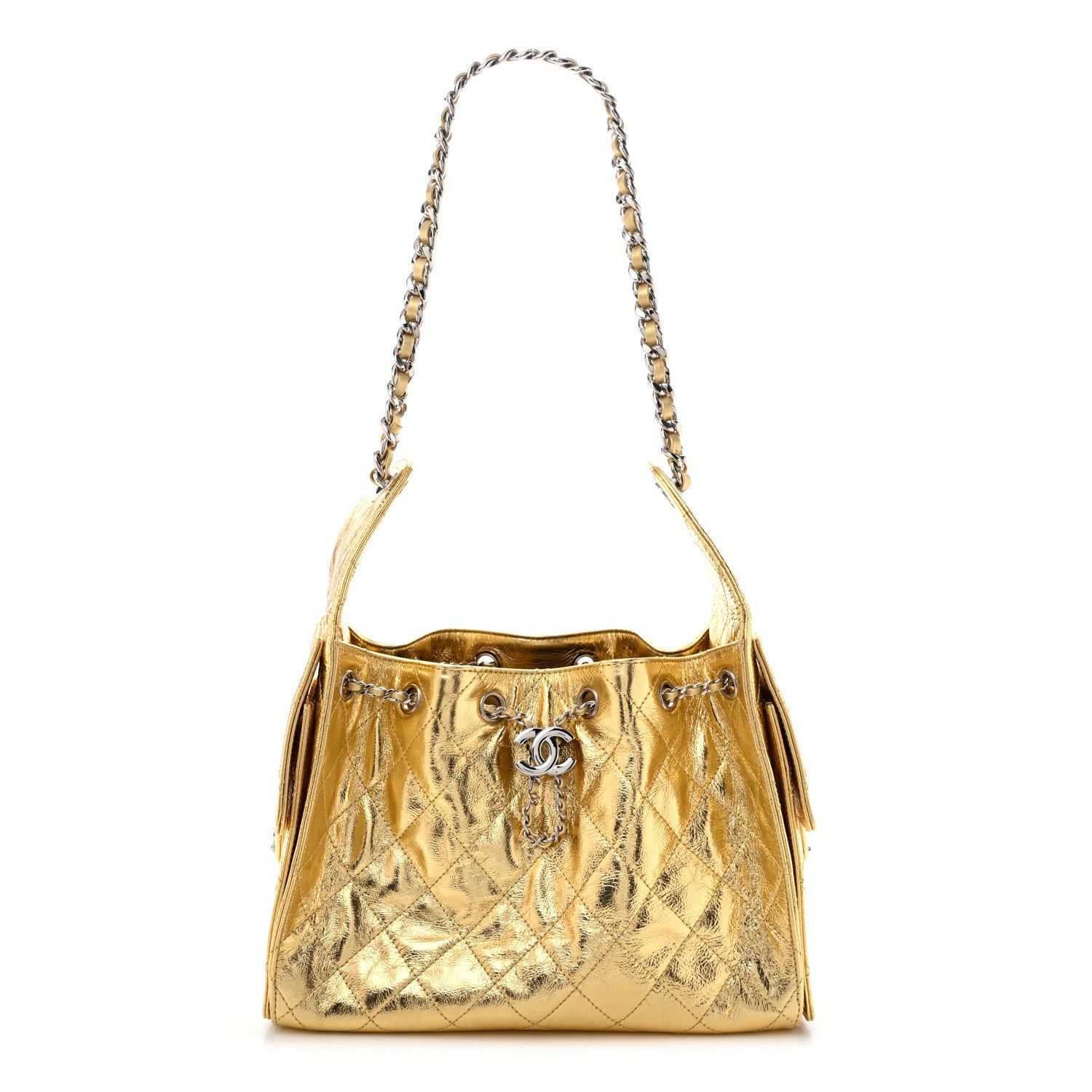 Chanel Metallic Aged Calfskin Quilted Small Chanel 25 Handbag Gold 1 of 11