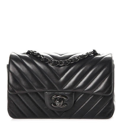 Chanel Lambskin Chevron Quilted Mini Rectangular Flap So Black 1 of 8