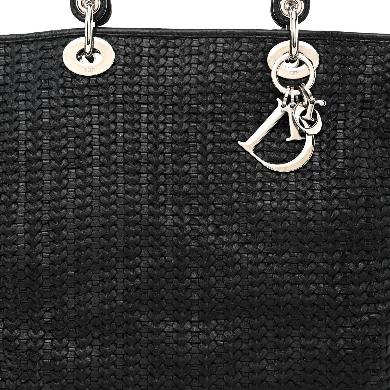 Christian Dior Lambskin Woven Large Lady Dior Shopping Tote Black 8 of 18