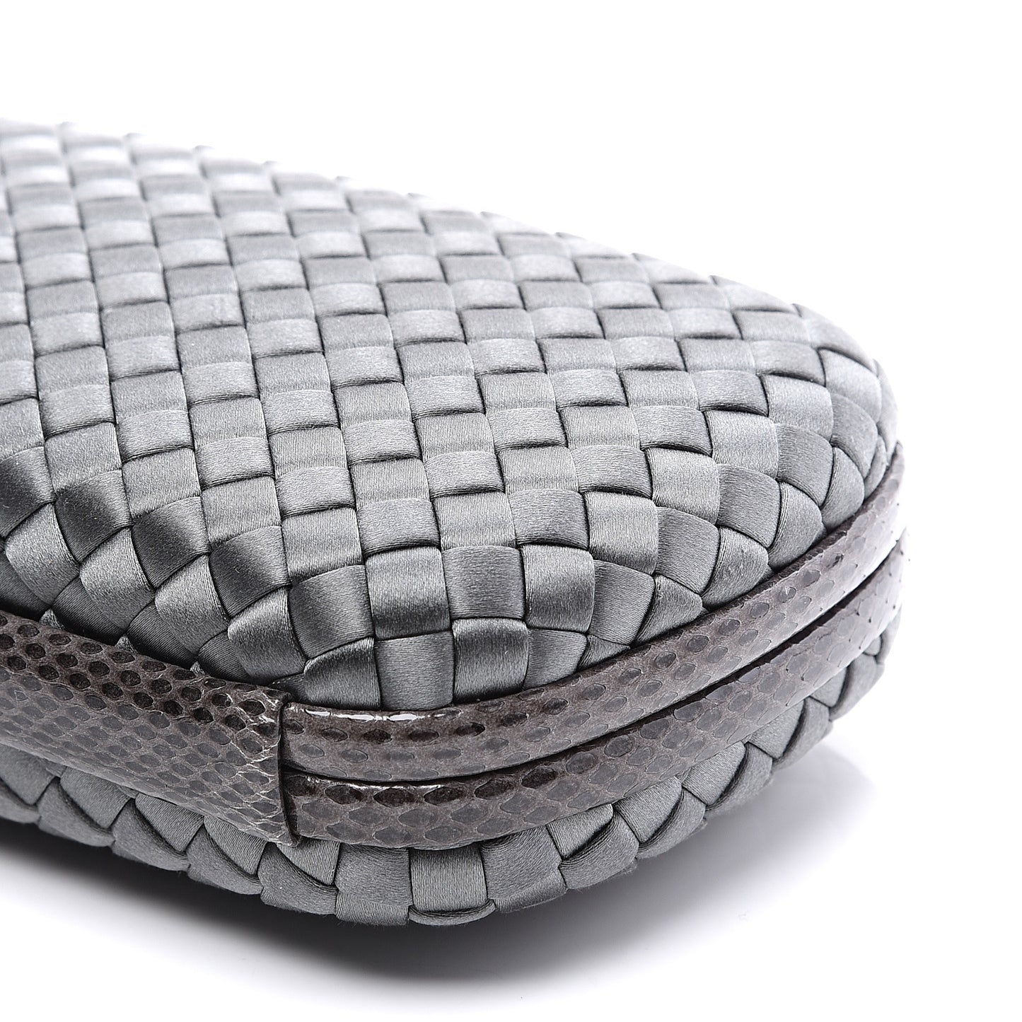Satin Ayers Intrecciato Chain Knot Clutch Grey