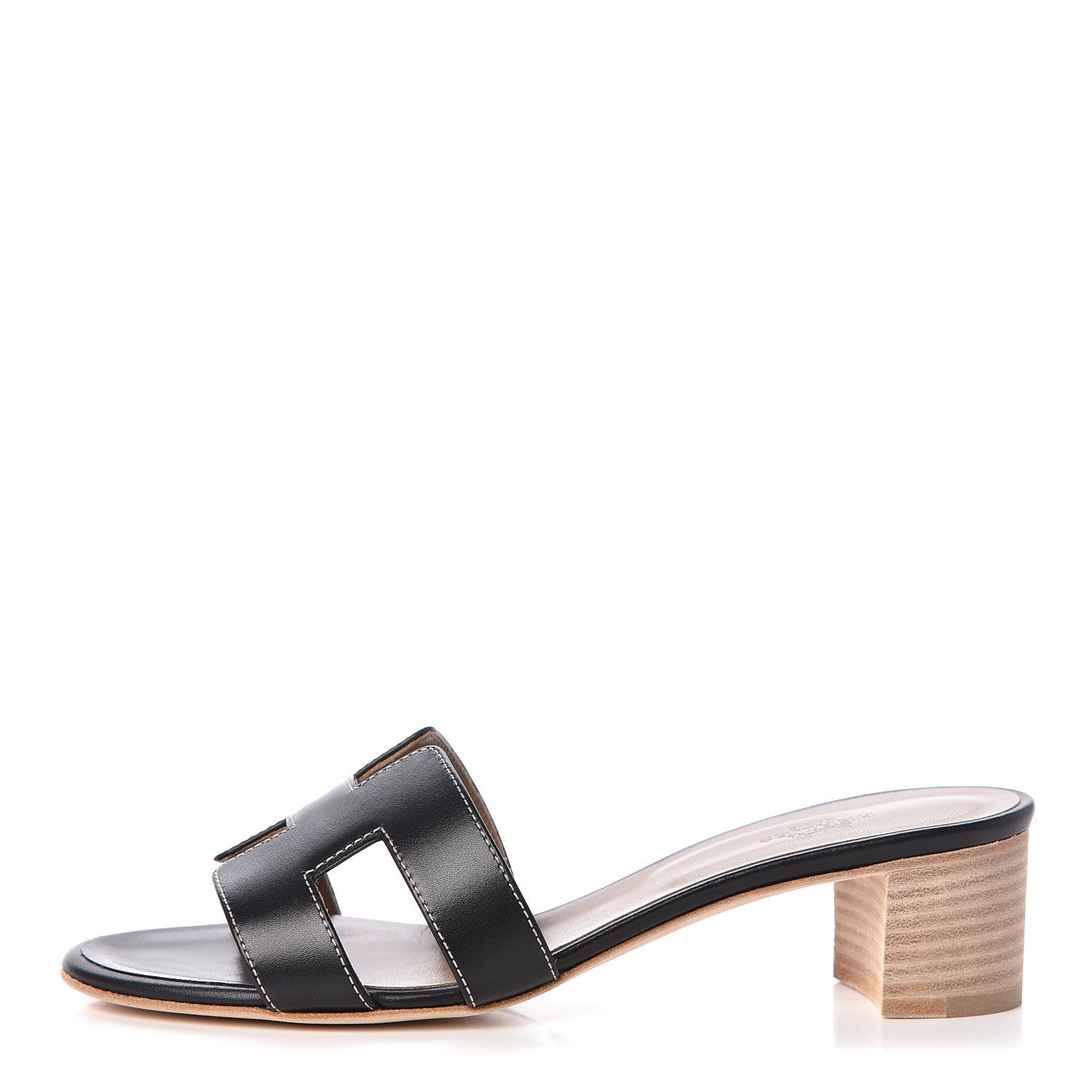 Hermes Calfskin Oasis Sandals 36.5 Black 1 of 9