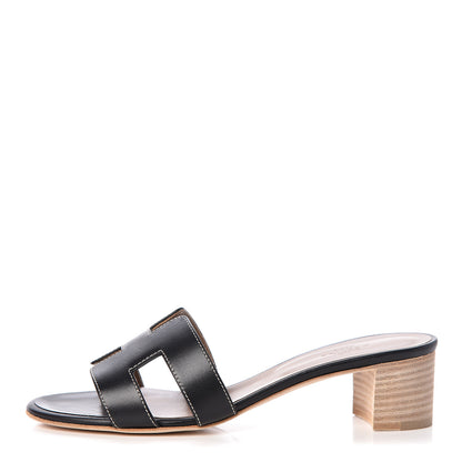 Hermes Calfskin Oasis Sandals 36.5 Black 1 of 9
